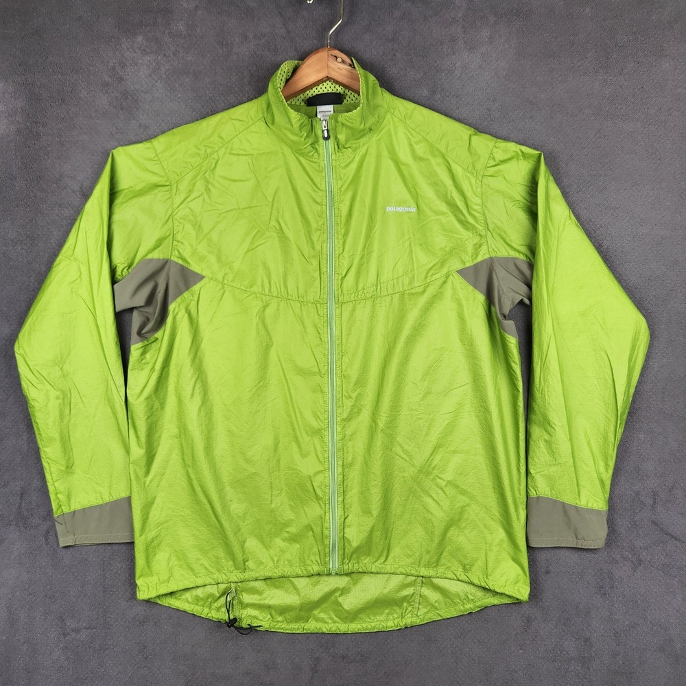 Patagonia Nine Trails Jacket Mens XL Lime Green Gray Full Zip Ultralight 24950